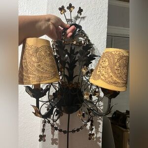 (2) Elegant Black and Gold Wall wrought iron Sconces